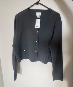 H&M Dark Gray Knit Cardigan with Jewel Buttons