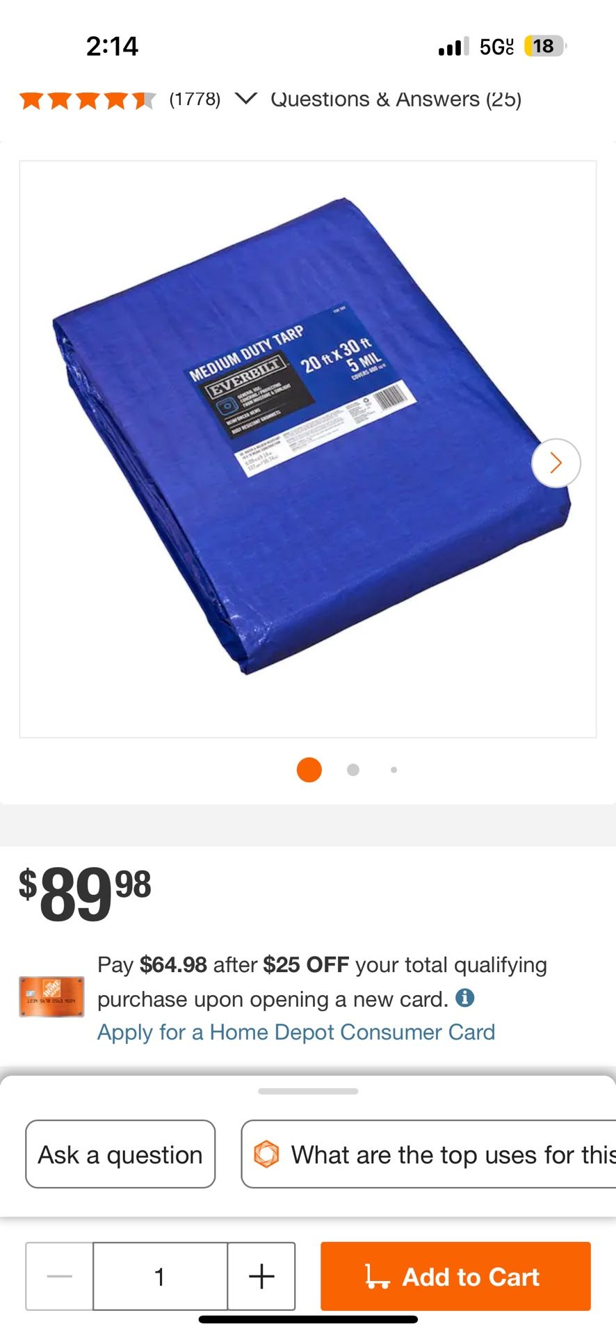 20x30 Blue Tarp