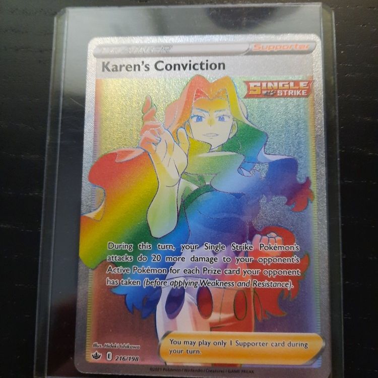 Rainbow Rare Karen's Conviction Pokemon Card (Full Art) for Sale in Palos Hills, IL - OfferUp Rainbow Rare Karen's Conviction Pokemon Card (Full Art) for Sale in Palos Hills, IL - OfferUp