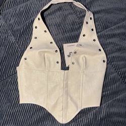 Princess Polly Palladia PU Jordy White Corset Top