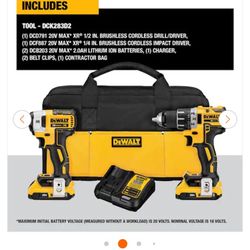 2  Dewalt  XR Combo Drill/impact