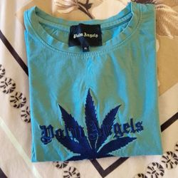 For girls Palm Angels T-shirt XL Teal cannabis Leaf 🍃 Design