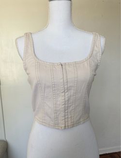 Lone Star women’s 100% Cotton beige ruched back tank crop top size small