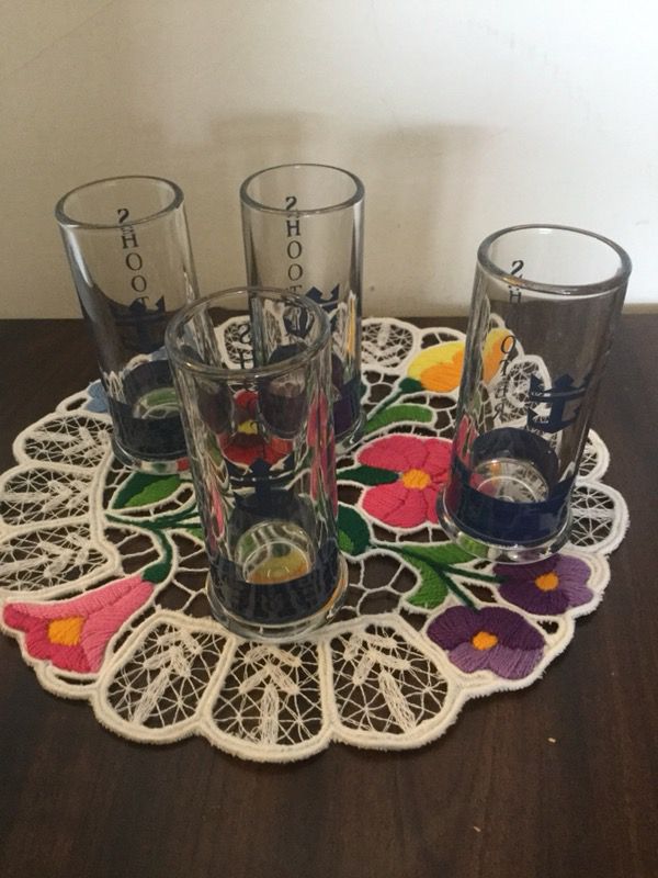 A set of 4 shot glasses from France / Shooters - drinking glass from Paris- France 🇫🇷