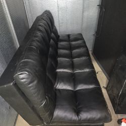 Black Faux Leather Futon