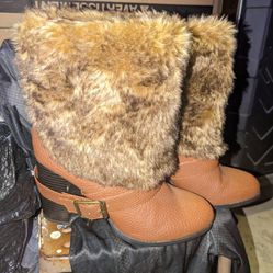 Leila Stone Faux Fur Boots 