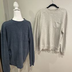 Lot Of 2 Falls Creek White & Blue Large Sweaters Crew Neck Men’s Business Casual