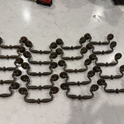 Antique Bronze Rope Twist Drop Bail Drawer Pulls Handles Set of 15
