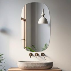yuzeyurun 36"×24" Frameless Bathroom Mirror, Tempered Glass Wall Mirror, HD Vanity Mirror for Entryway, Living Room & Home Decor, Polished Rounded Edg