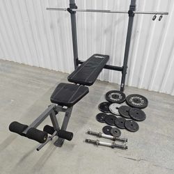 Standard Weight Bench with Bar and Weights 