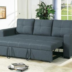Brand New Grey Convertible Sofa w Pull Out Sleeper