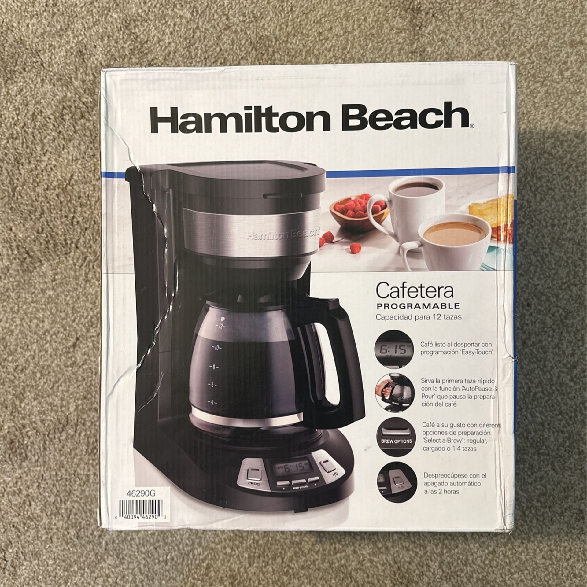Hamilton Beach Programmable 12 Cup Coffee Maker | Glass | Auto Pause and Pour | Black with Stainless Accents