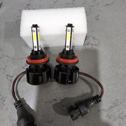 Bright 4 Side Mini LED Lights H11 Clear White LED Lights. 6000k With Built In Fan..