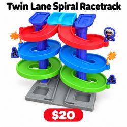 Twin Lane Spiral Racetrack Toy Set