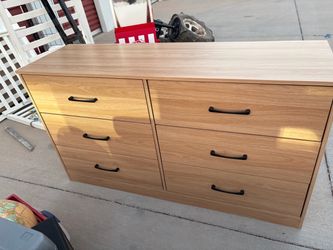 6-Drawer Double Dresser Light Wood Finish