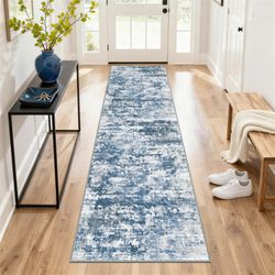 Runner Rug 2x6, Blue Non-Slip