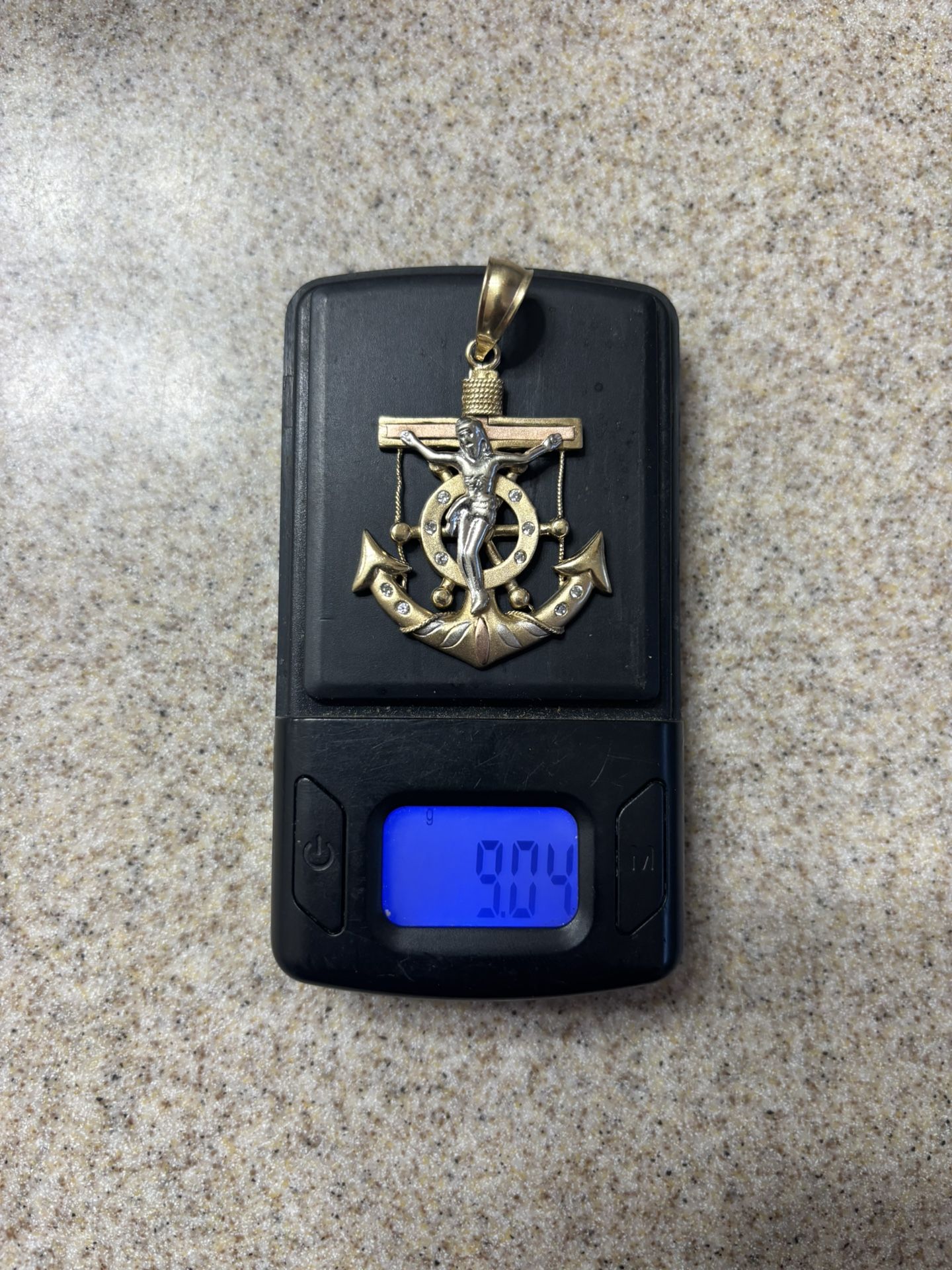 Gold Jesus Anchor Pendant