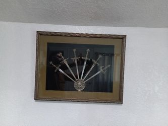Medieval Miniature Swords. SIX Swords. Display Stand. Stainless Steel