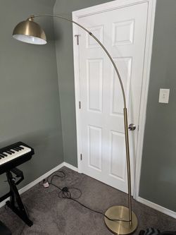 Gold Arc Floor Lamp with Dome Shade