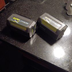    TWO RYOBI 40V BATTERY  NEW.