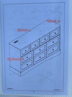 10 Drawer Dresser for Bedroom, 55 " Wide Farmhouse Chest of Drawers, White