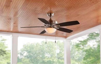 Hampton Bay Gazebo III 52 in. Indoor/Outdoor Wet Rated Brushed Nickel Ceiling Fan with LED Bulbs Included