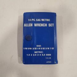 Pocket-sized Allen Wrench Set includes Sae & Metric w/ Blue Pouch Holder