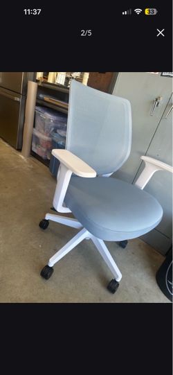 Gray Mesh Office Chair with White Frame