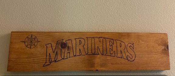 Burned Wood Mariners Sign
