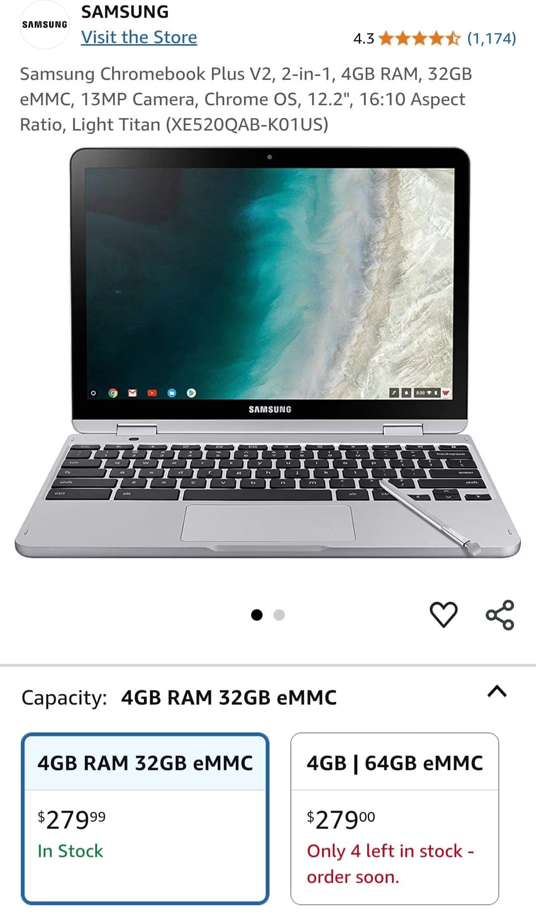 Samsung Chromebook Plus V2 Laptop