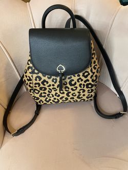 Kate Spade Black & Leopard Animal Print Backpack