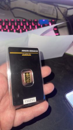 1 Gram Gold Bar Kinebar AHSA Argor-Heraeus