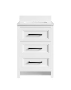 allen + roth Norton 24-in White Undermount Single Sink Bathroom Vanity with Engineered Carrara Engineered Marble Top
