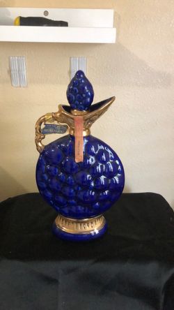 Vintage 1963 Jim Beam Cobalt Blue and Gold Decanter Empty