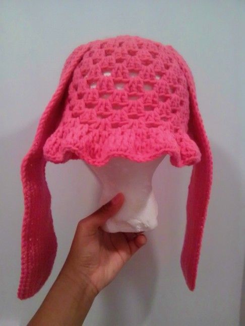 Granny Square Pink Bunny Bucket Hat