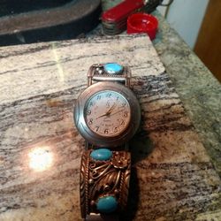 Vintage La Scala Sterling Silver Turquoise Signature Of Navajo. 