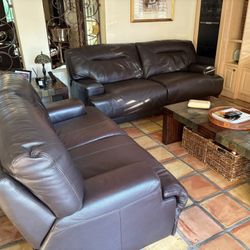 Leather Couch With Love Seat Dual Power Reclinging