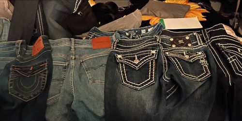 Miss me jeans, true religion jeans and guess sizes 24 25 28