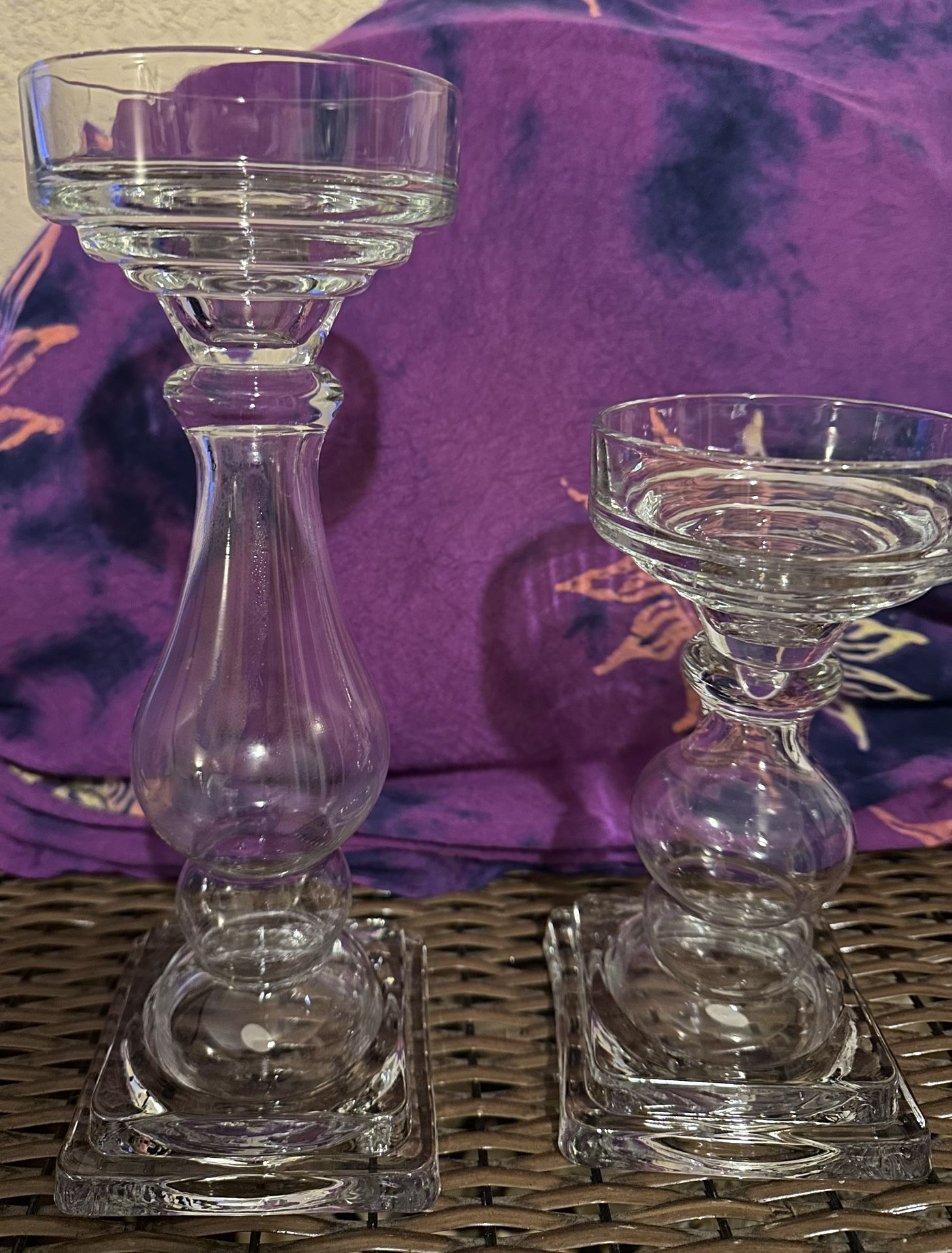 2 Glass Candle Holders