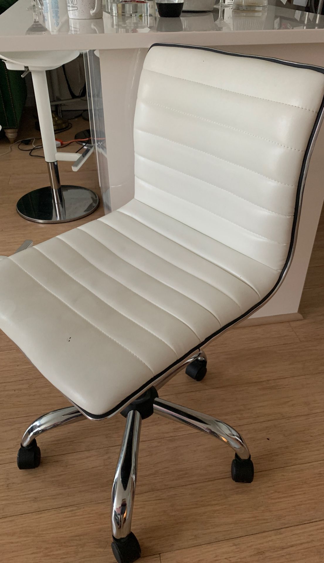 White Vegan Leather Desk Chair
