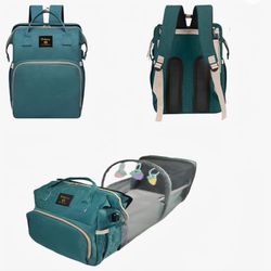 Baby Diaper Bag Backpack Changing Station for Large Capacity Travel Foldable Bag Female New Mom Gift Green
