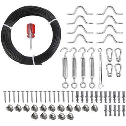 String Light Hanging Kit 150ft Guide Wire for Outdoor String Lights 304 Stainless Steel String Light Suspension Kit Wire Rope Cable for Hanging String