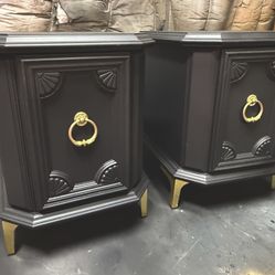 Stunning Black And Gold End Tables