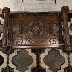 Wrought Iron And Wooden Coffee Table