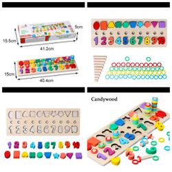 Montessori Educational Preschool Wooden Toys Shape Cognition Match Board Math 


