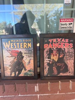 Vintage Western Pulp Magazine Cover Framed Prints – Set of 2