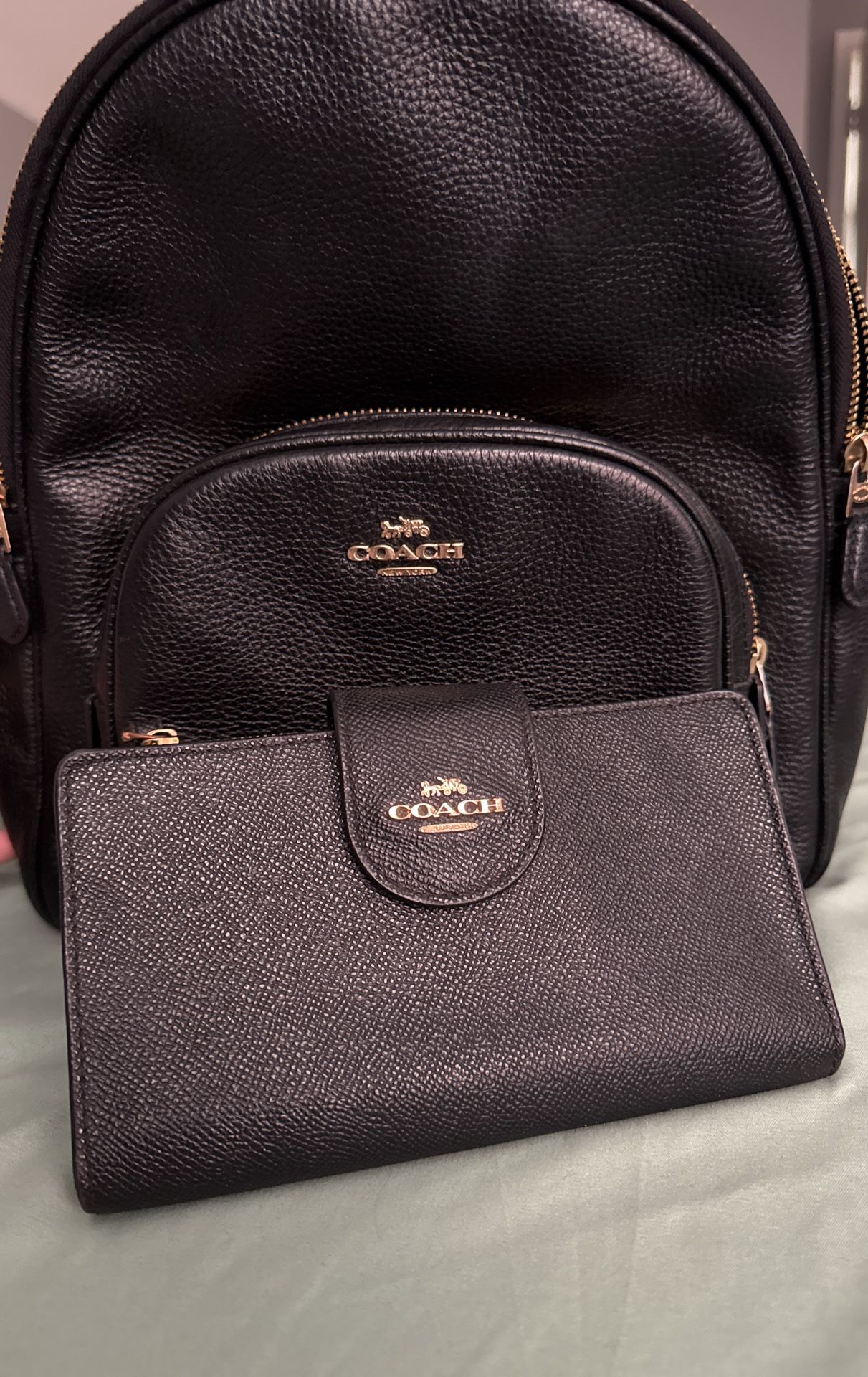 Coach Mini Black Backpack With Wallet