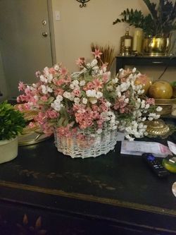 Vintage Basket Of Flowers Shabby Chic