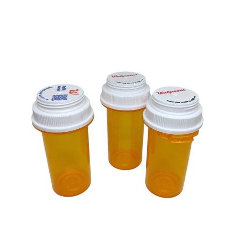 Lot of 3 Empty Plastic PM-10 Pill Bottles 3.25" Amber Walgreens Hobby & Crafts