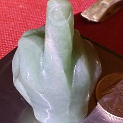Hand‑Carved Green Aventurine Middle Finger Crystal, 233 ct